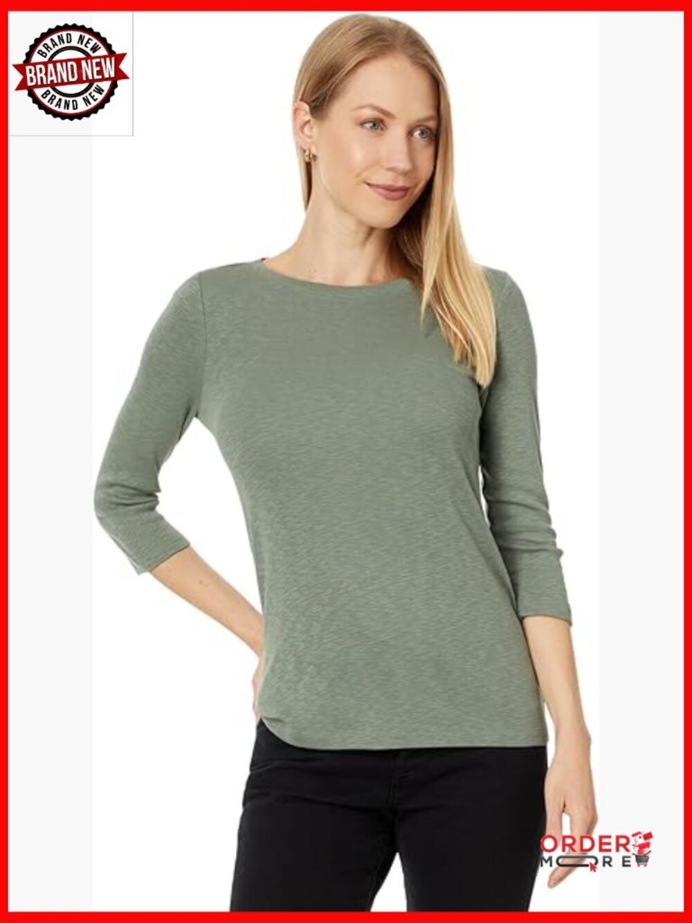 3/4 Sleeve Boat Tee Cotton Modal Regular Fit